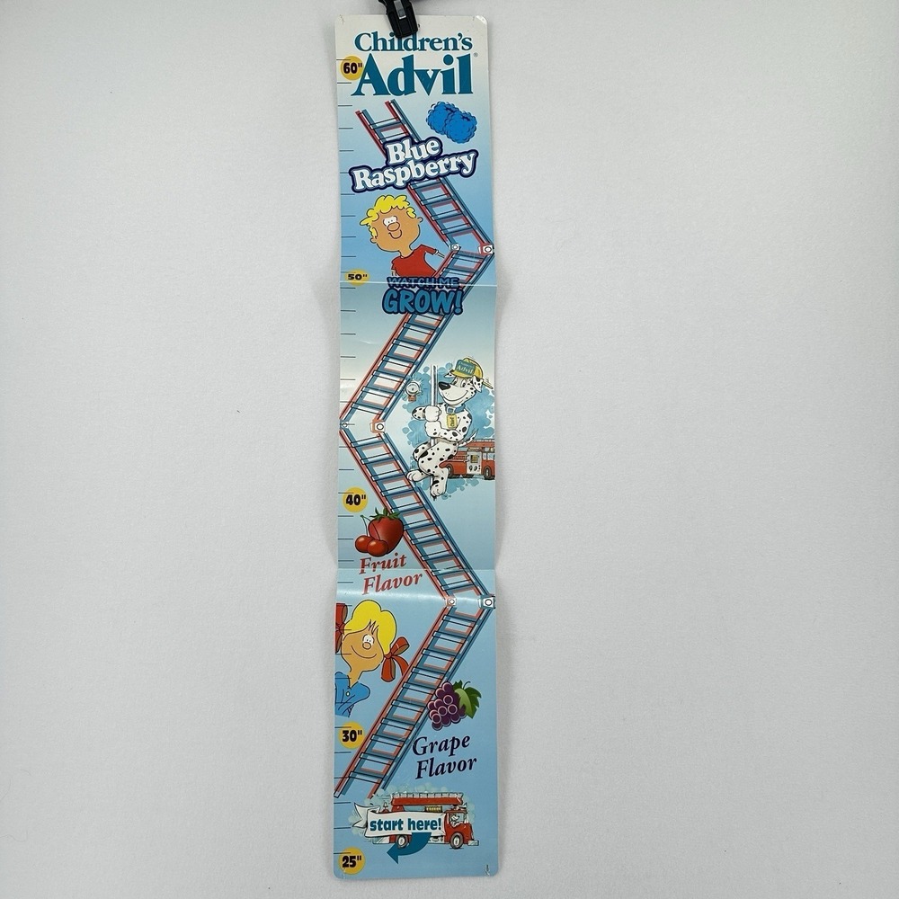 VTG Childrens Advil Flavors Height Chart Watch Me Grow‎ Advertisement Retro Rare